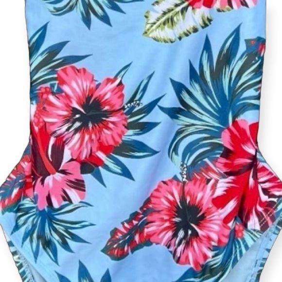 🌻Kona Sol Blue Floral One-Piece Swimsuit New Condition Size Small - Picture 2 of 7